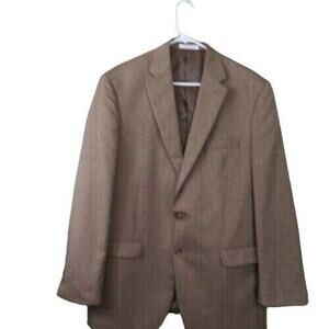 Chaps Mens 44L Brown Blazer Jacket Two-Button Notch Lapel Polyester/Rayon Blend